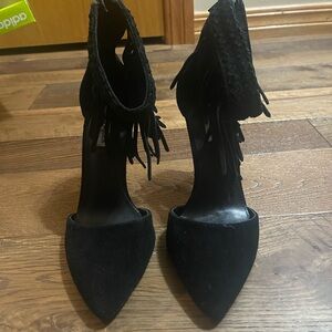 Steve Madden Black Fringe Heels